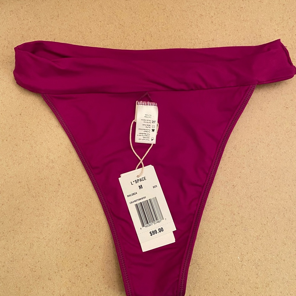 NWT L*SPACE Ribbed Lola Bikini Bottom Berry - Picture 5 of 5